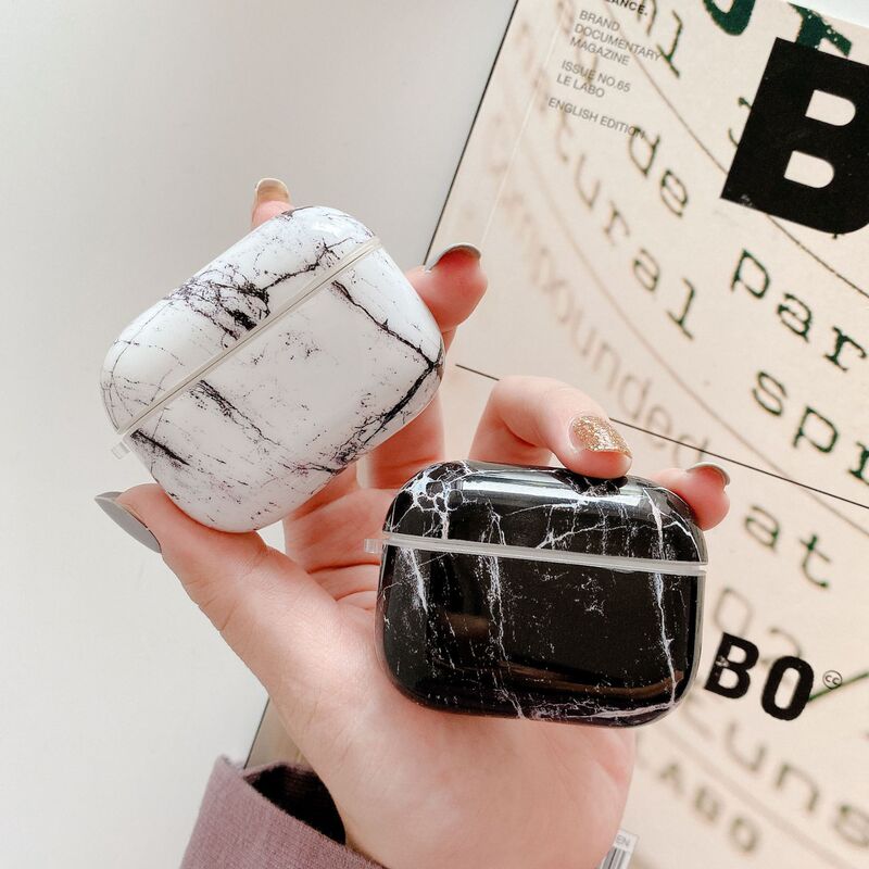 Cross-border new black and white simple marble for AirPods Pro protective case imd Apple Bluetooth earphone case