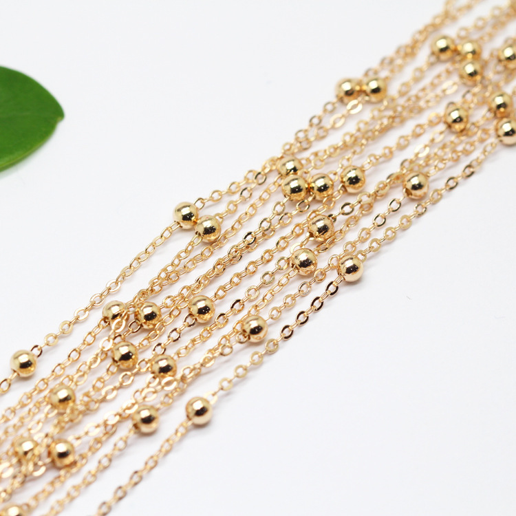 DIY jewelry accessories chain 2mm bead flattened cross chain O-shaped chain copper chain full color