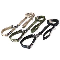 新款中狗寵物牽引繩迷彩合金緩衝拉項狗項圈狗鏈子