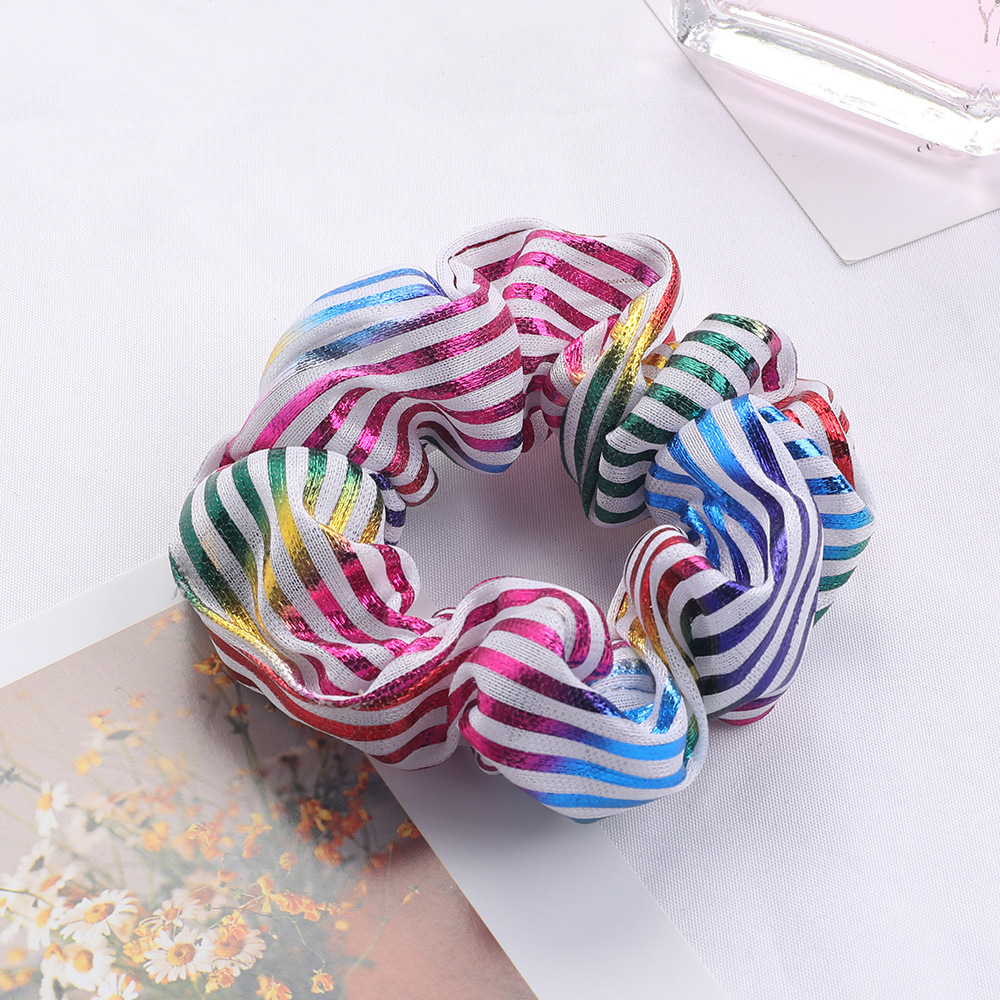 New Fashion Metal Bright Color Radium Bronzing Double Color Cheap Scrunchies Wholesale display picture 48