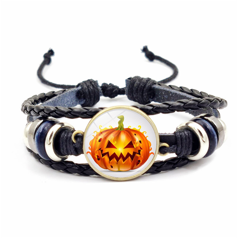 Halloween Demon Pumpkin Beaded Bracelet Retro Woven Accessory_voghion.com