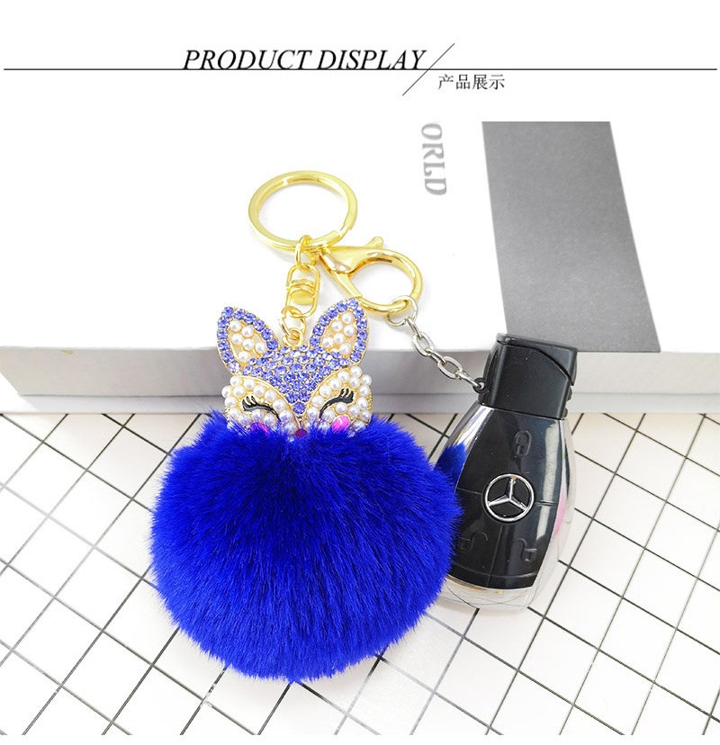 Fashion Alloy Fox Diamond Pearl Rex Rabbit Fur Ball Keychain display picture 5