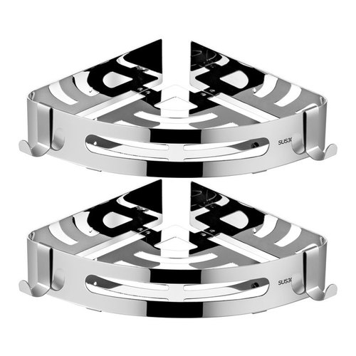 No punching 304 stainless steel bathroom triangle shelf bathroom corner black triangle shelf dropshipping