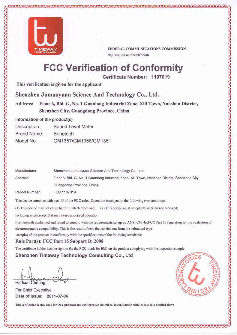 FCC-Sound level meter