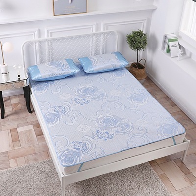 窄邊提花冰絲席涼席三件套1.8m床學生宿舍席子0.9米