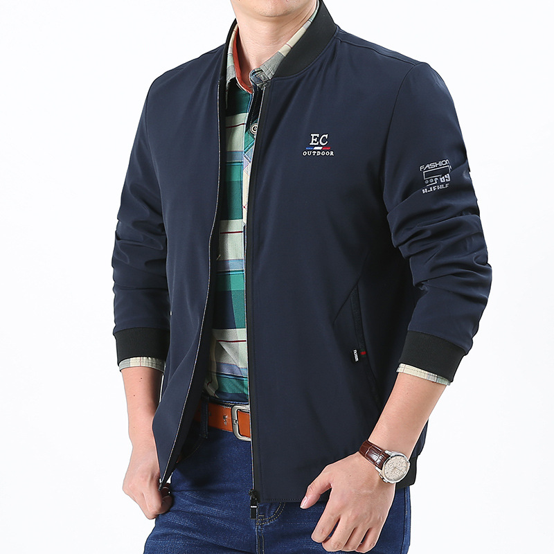 2019 nueva chaqueta transfronteriza delgada suelta más tamaño chaqueta de los hombres cuello de béisbol chaqueta casual abrigo hombres
