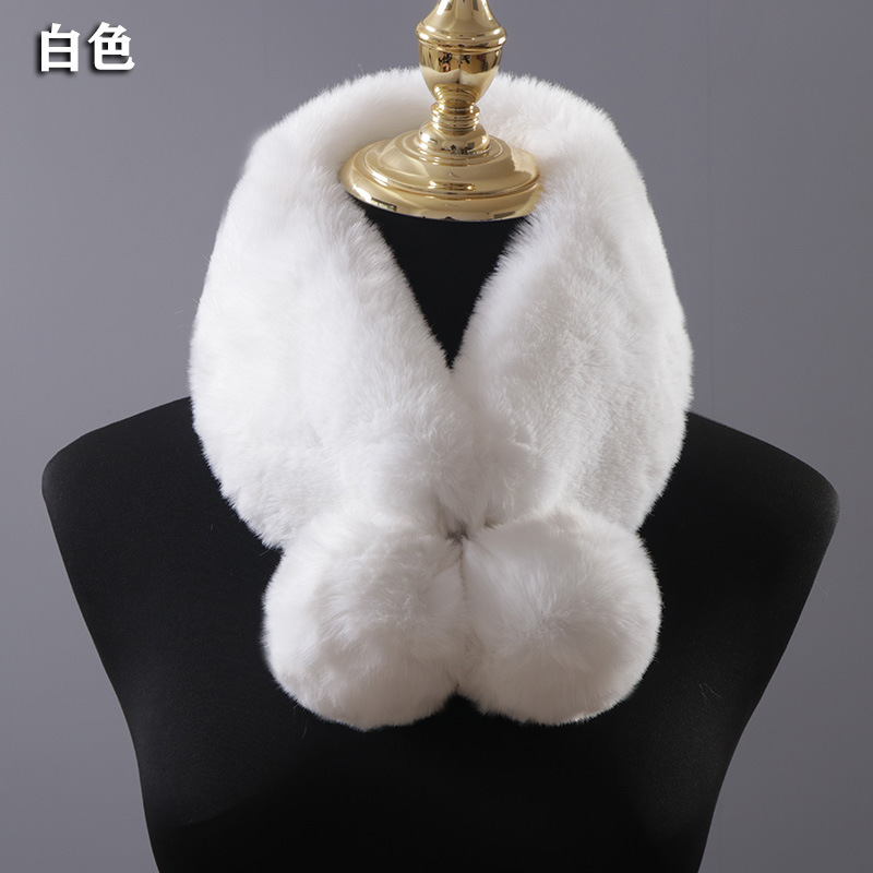 Rabbit hair Two-sided scarf winter Korean Edition thickening keep warm Collar lovely Hair ball Fur collar leather and fur white Collar