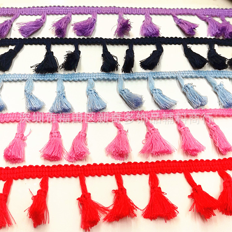 现货小香风彩色吊扫把流苏花边 窗帘箱包配饰DIY服装辅料时尚