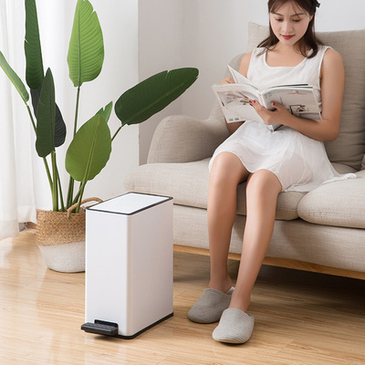 家用脚踩垃圾桶带盖卫生间厕所客厅脚踏垃圾筒北欧厨房大号拉圾桶|ms