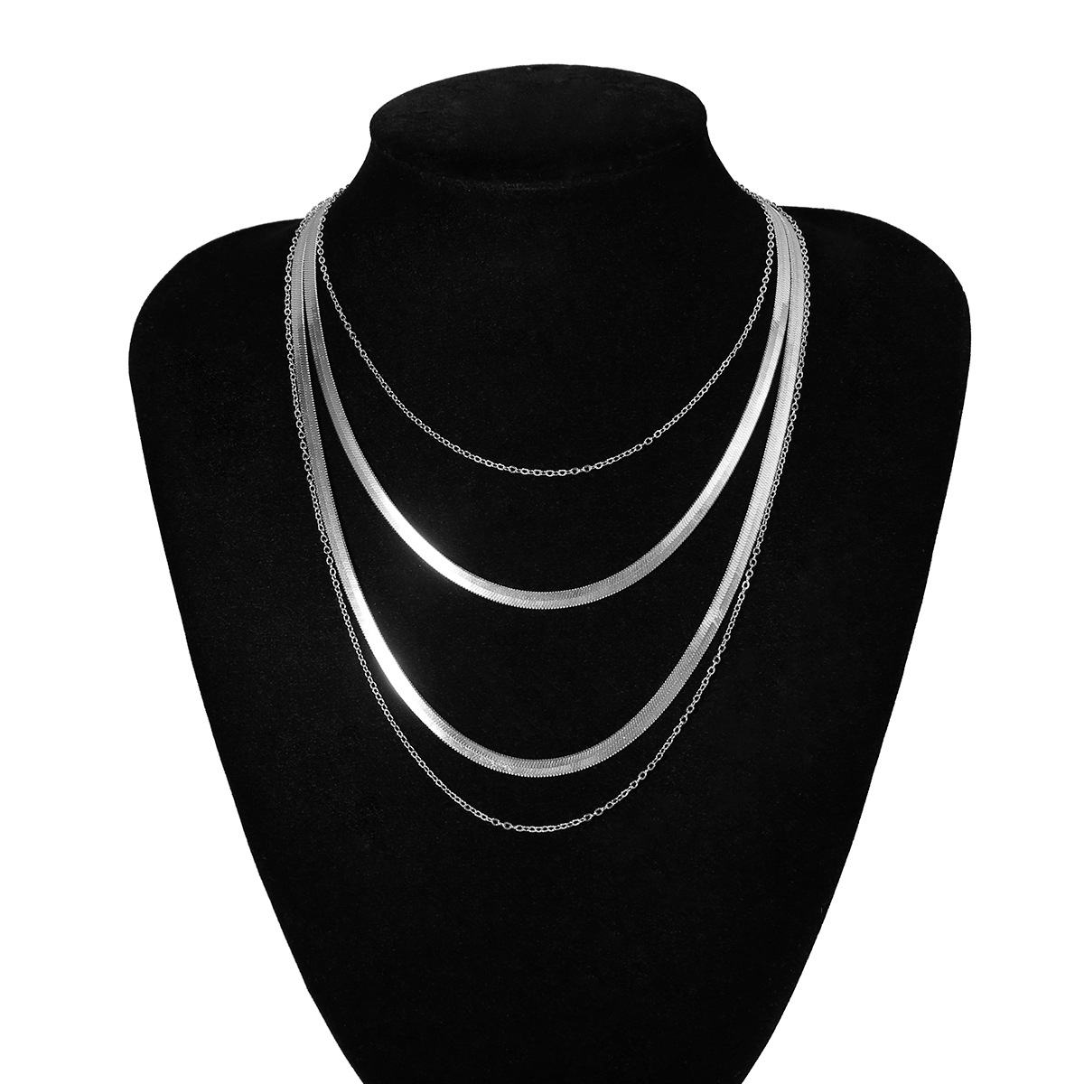 Fashion Thick Cross Chain Punk Geometric Snake Bone Chain Multilayer Necklace display picture 2