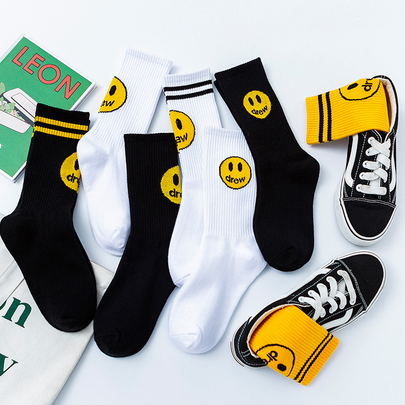 Unisex Casual Smiley Face Nylon Cotton Crew Socks A Pair display picture 5