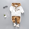 Spring cartoon children's clothing, set with letters, cap with hood for boys, sweatshirt, wholesale, children's clothing