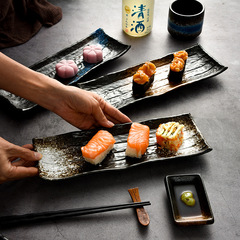 Japanese cuisine long sushi plate specialty restaurant ceramic long plate creative dessert plate sushi plate commercial tableware