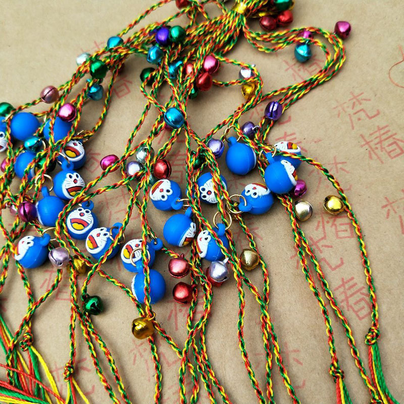 Spot wholesale Dragon boat festival Multicolored rope Three line Small bell Blue fat Multicolored rope Bracelet