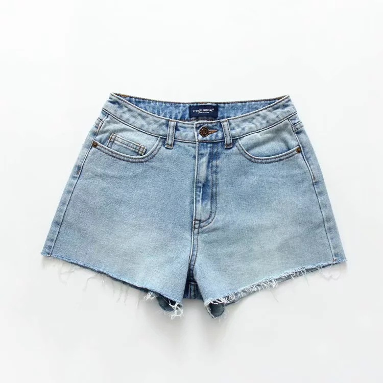 high waist raw edge denim shorts  NSAC16263