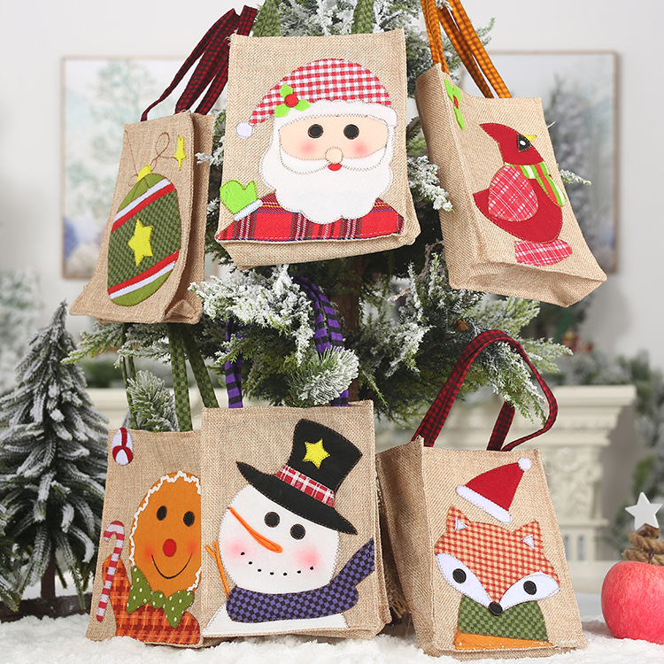 Christmas Linen Patch Embroidered Gift Bag Wholesale Nihaojewelry display picture 1