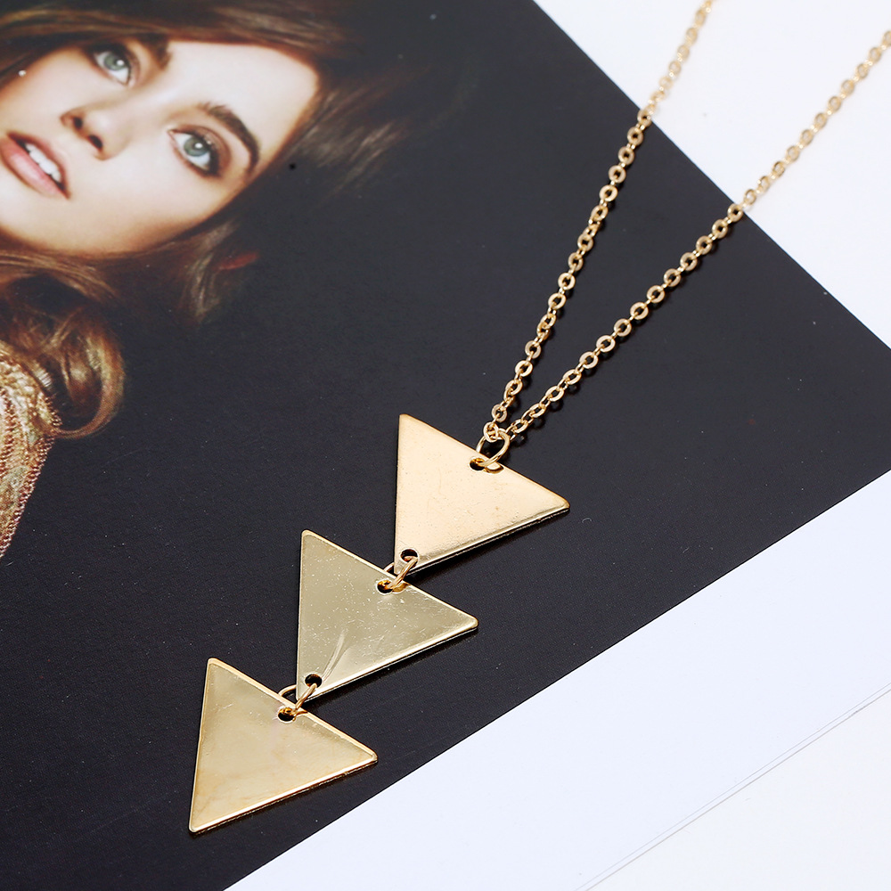 fashion metal geometric Y-shaped pendant long necklace