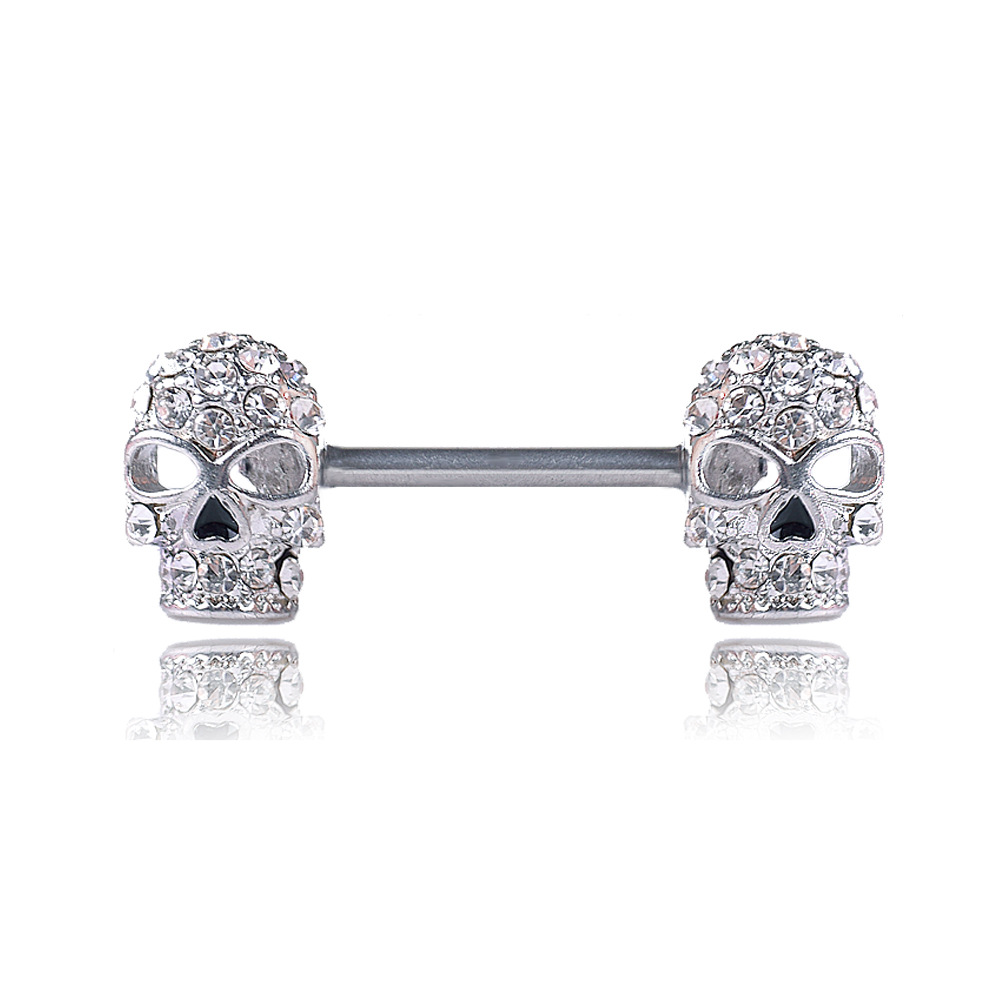 New Jewelry Diamond Skull Nipple Ring Jewelry display picture 2