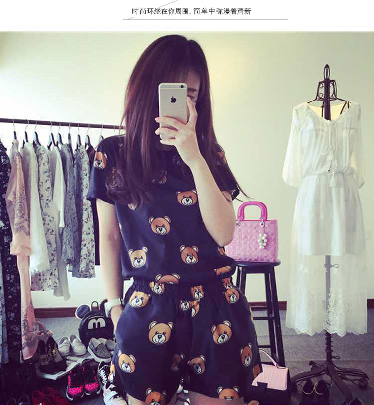 S蓝色小熊短袖(无口袋)套装  (3)