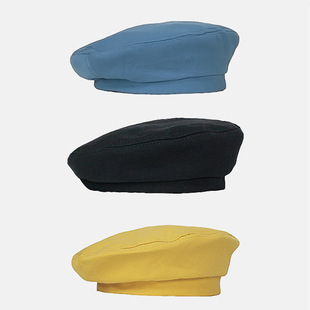 Beret Women's Black Thin Autumn and Winter Korean Style Retro Breathable Japanese Style Flat Top Cute Chic Pumpkin Hat Octagonal Hat