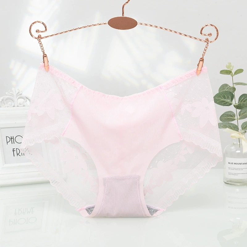 [80-130 pounds] Steo Ice Wicker Mid-waist underwear lace cotton inner crotch elastic briefs 1638