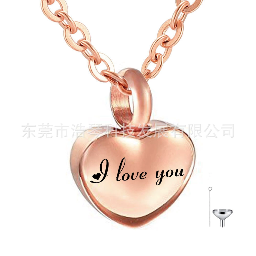 Трансграничные поставки ПЭТ пепел ожерелье Золотое сердце Надписи могут быть открыты пепел шкатулка кулон флакон духов кулон