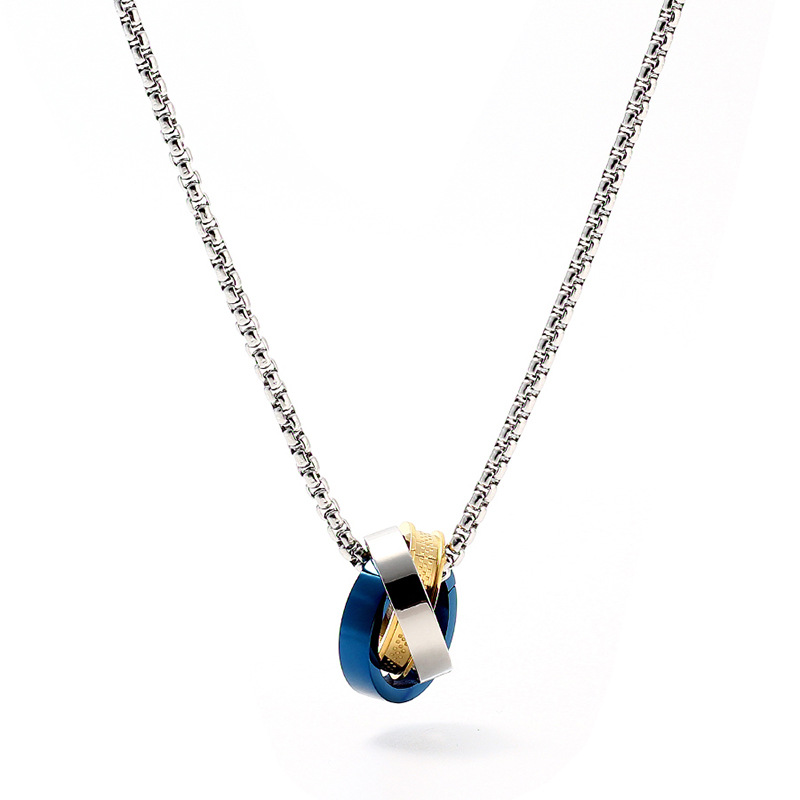 Titanium&Stainless Steel Simple Geometric necklace(blue)Fine Jewelry NHIM1675-blue