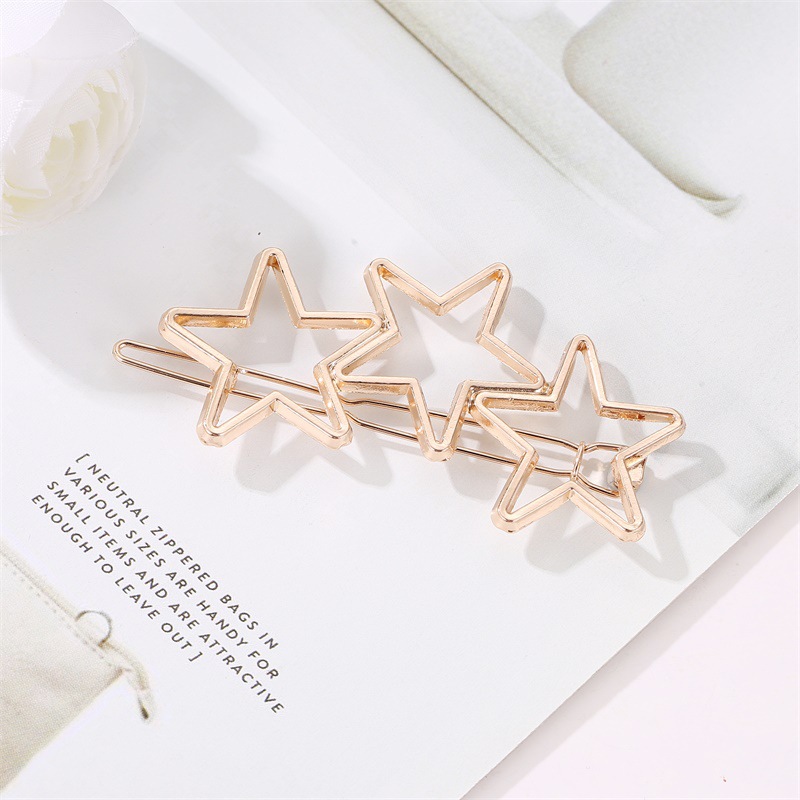 Korean Simple Hollow Five-pointed Star One Side Clip Three Stars Simple Metal Clip Wholesale display picture 3