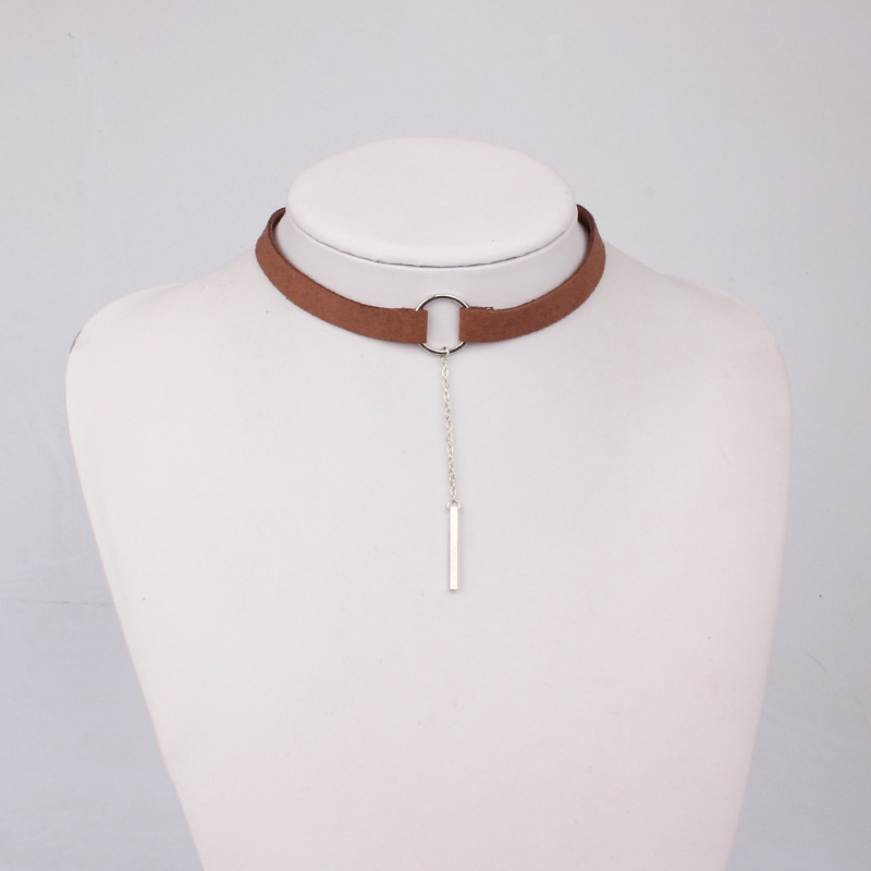 8g Weight Necklace Classification Wedding, Travel Occasion Women'S Gender Fashion Style Gold, Silver, Black Color Korean Velvet Wide Bandage In-line Pendant Necklace Clavicle Chain 5