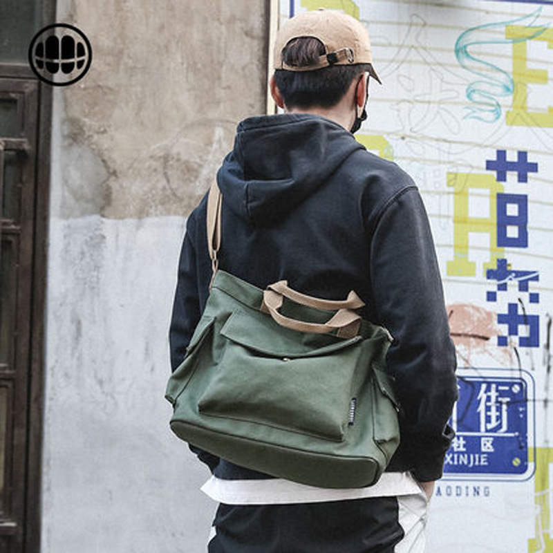 斜挎单肩包男帆布包手提包日系ins大容量厚学生女休闲潮牌帆布袋