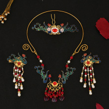 汉服发饰古风发冠发夹边夹璎珞项圈头饰套装古装流苏步摇超仙配饰