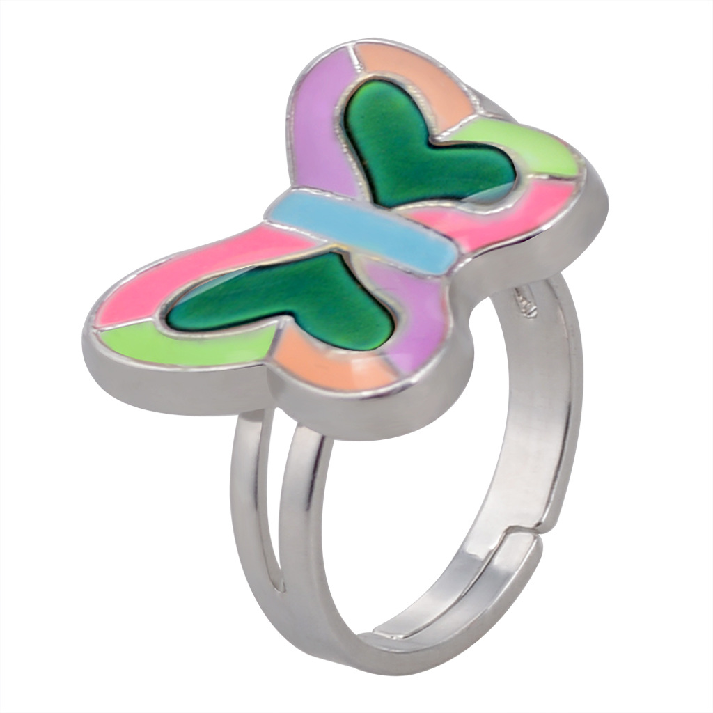 50g Weight Artificial Gemstones Inlay Material Birthday Occasion Alloy Material Heart Pattern Women'S Gender Plating Design Fashion Style Simple Peach Heart Love Butterfly Moon Color Changing Ring 23