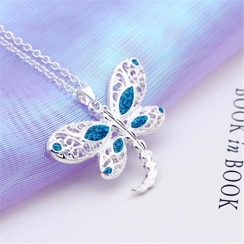 Европейский и американский новый Опал стрекоза красивый бриллиант кулон личность очарование Джокер девушка ожерелье кулон желание