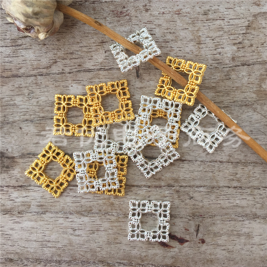 Ancient style DIY hair accessories square double-sided openwork flakes stream Swap pieces accessories alloy jewelry