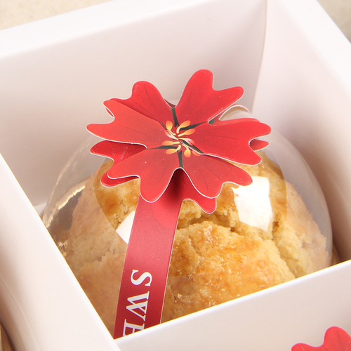 Mid-Autumn Mooncake Sticker Three-dimensional Peach Blossom Red Flower Snap Baking Sealing Sticker Egg Yolk Crisp Packaging Box Sticker Decorative Sticker