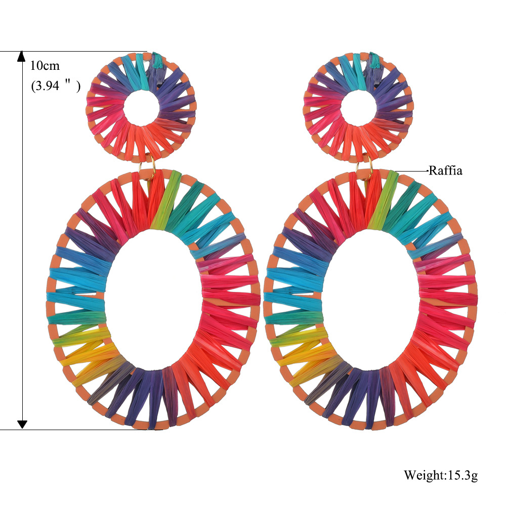 30g Weight New Fashion Spray Paint Colorful Raffia Earrings