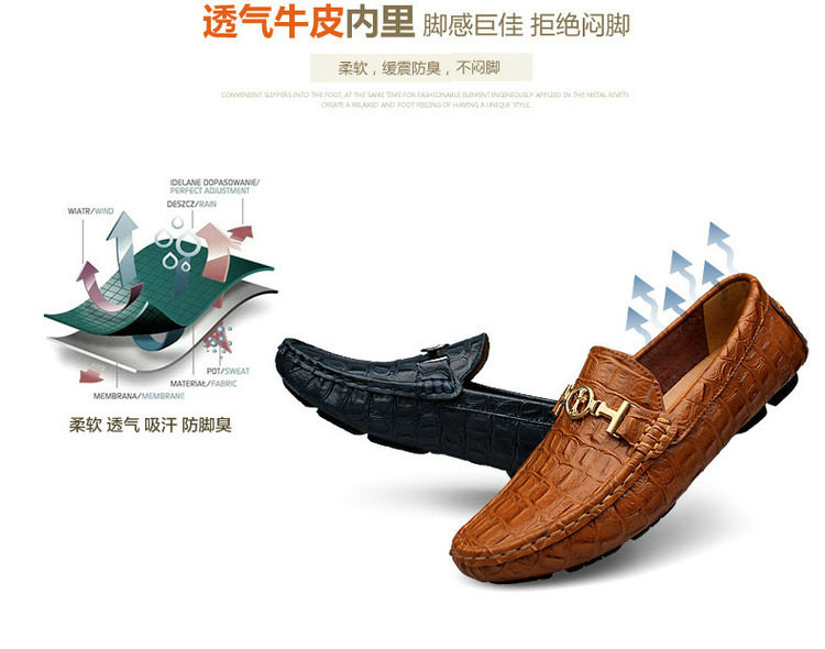 Giày lười nam da bò mũi tròn đế bệt phong cách Anh, giày da công sở cỡ lớn — A1595 Trắng lót nhung, A1595 màu nâu, A1595 màu trắng, A1595 màu xanh lam chi tiết 14