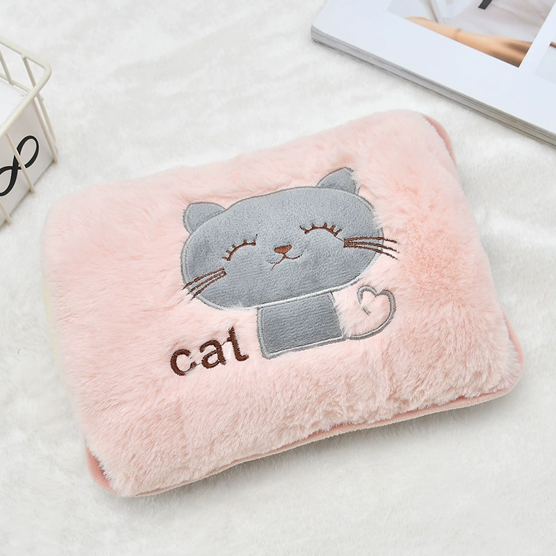 Water-injected new embroidered mischievous cat hand warmer charging hot water bag finger monkey warming baby national standard can be shipped
