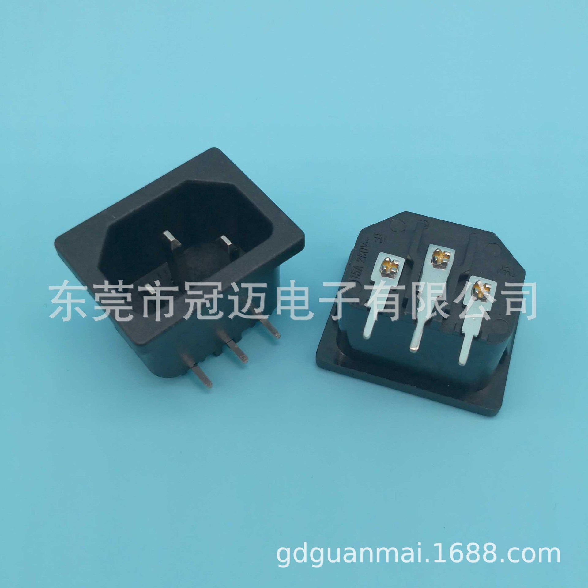 DB-14-3P电源插座 C14 品字尾 PCB针型端子 31*24  电源输入插座