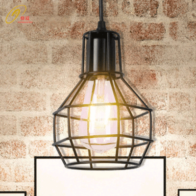工业复古吊灯单头铁艺简约餐厅吊灯小铁笼创意灯具批发中山厂家|ms