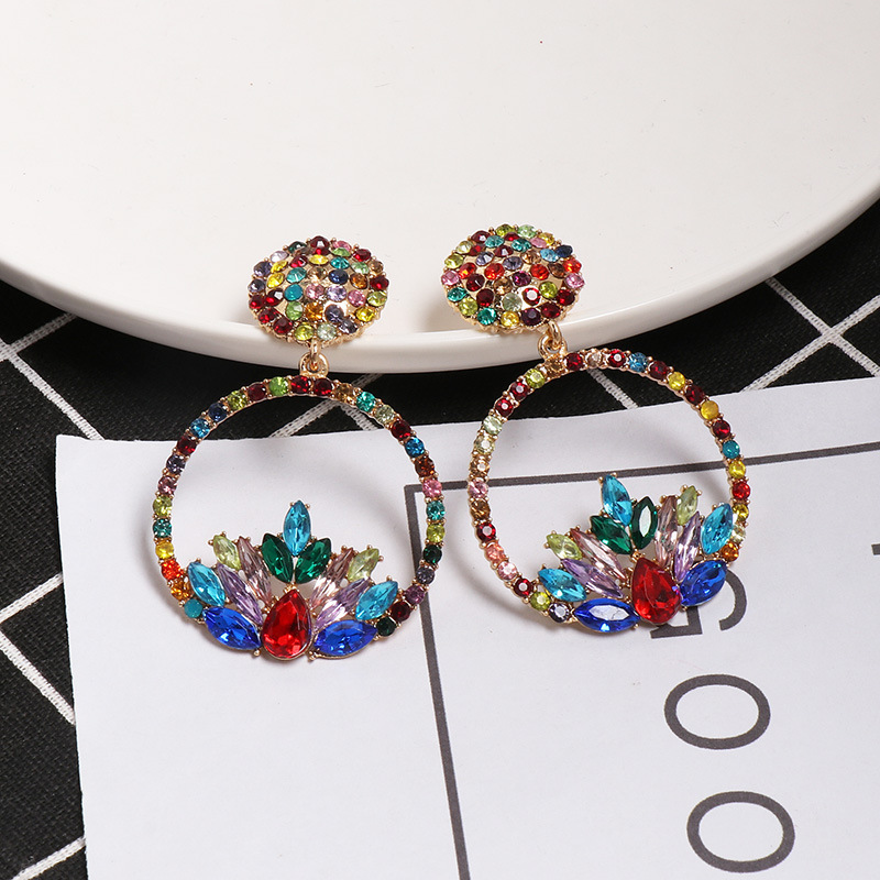 New Simple Colorful Diamond Earrings Boutique Elegant Women's Jewelry Wholesale display picture 8