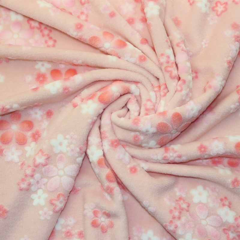 潮女装家纺睡衣浴袍面料全涤经编双面印花烂花烧花法莱绒法兰绒布