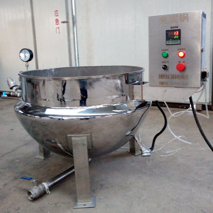 304不锈钢蒸汽立式夹层锅 大型汤料制作锅下出料可测温立式夹层锅