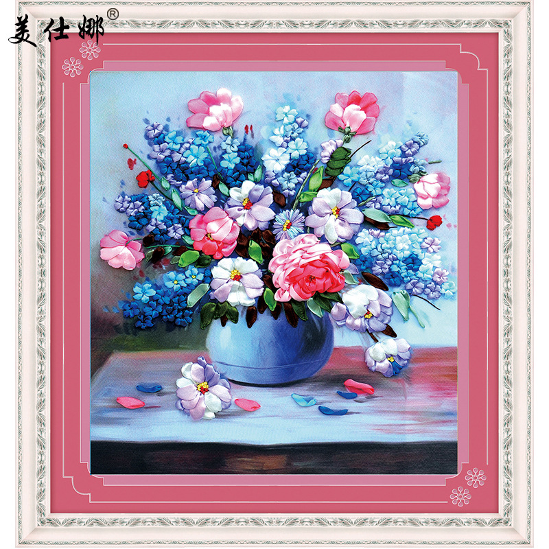 热销厂家直供批发丝带绣挂画客厅3D彩印立体绣描图C-0188爱之永恒|ru