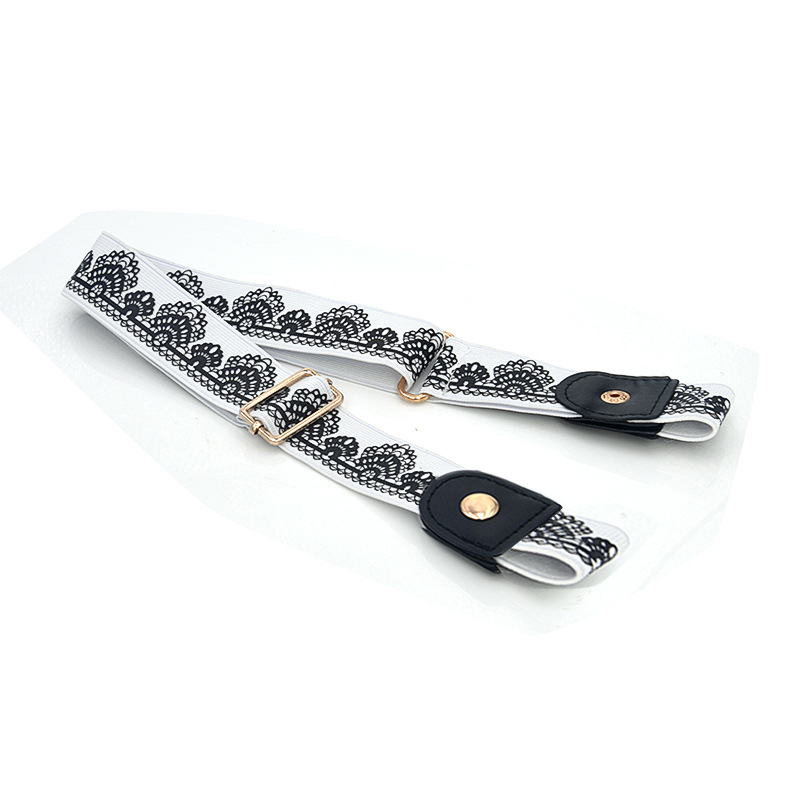 Cuero artificial sin costuras elástico cinturón elástico jeans simple todo partido hombres y mujeres anti-alergia invisible cinturón Perezoso