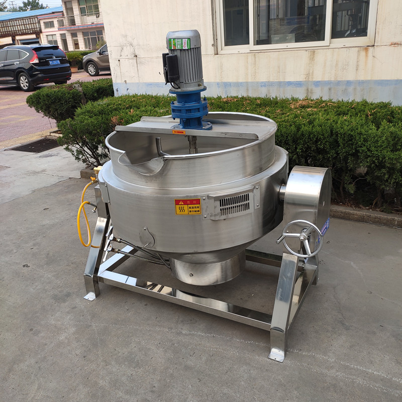 300L辣椒油熬制锅燃气加热可倾刮底搅拌夹层锅价格阿胶熬制锅