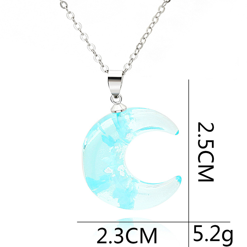 New Moon Crescent Sky White Cloud Resin Pendant Luminous Blue Sky Cloud Necklace Accessories display picture 1