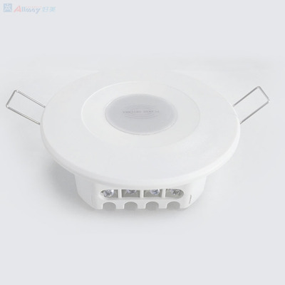 圆形嵌入式可调微波雷达感应器 消防强启带光控感应开关控制器|ru