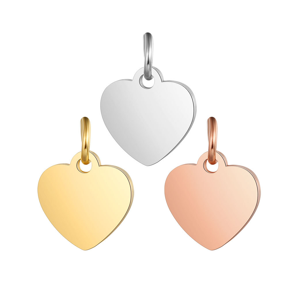 All Seasons Season Polishing Design 5 PCS/Package 10.5*14mm 304 Stainless Steel Heart Shape Pendant