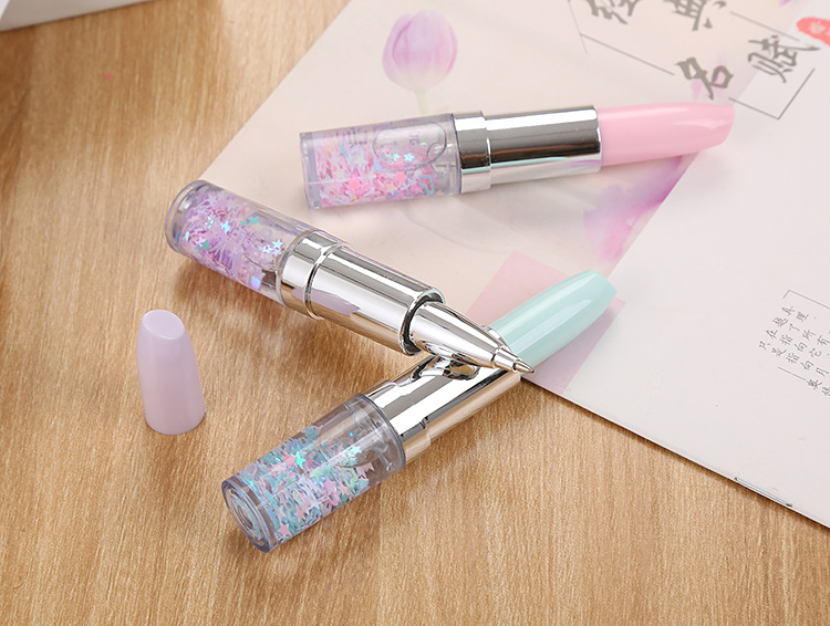 Lipstick Pattern Simple Style Style Korean Creative Stationery Internet Hot Girlish Lipstick Gel Pen Cute Student Ball Pen Fresh Quicksand Powder Signature Pen